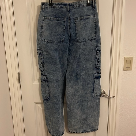 Refuge Baggy OVERSIZED‎ 12” wide leg Cargo women’s L pocket Jeans heavy wash NWT - Picture 9 of 16